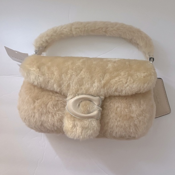 New Coach CC444 Pillow Tabby Shoulder Bag 18 In Shearling IN CREAM - Picture 4 of 8